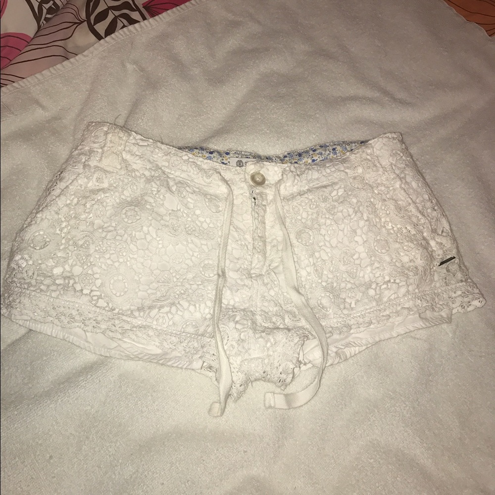 White lace shorts