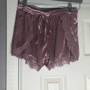 NWOT velvet and lace shorts
