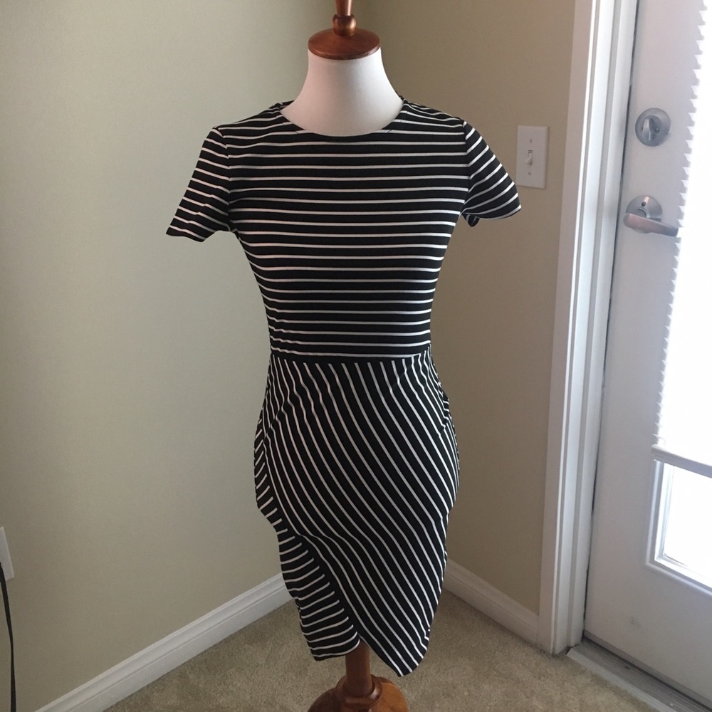 Striped Asymmetrical Dress
