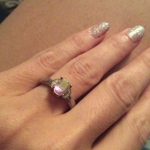Sterling silver ring with iridescent stone