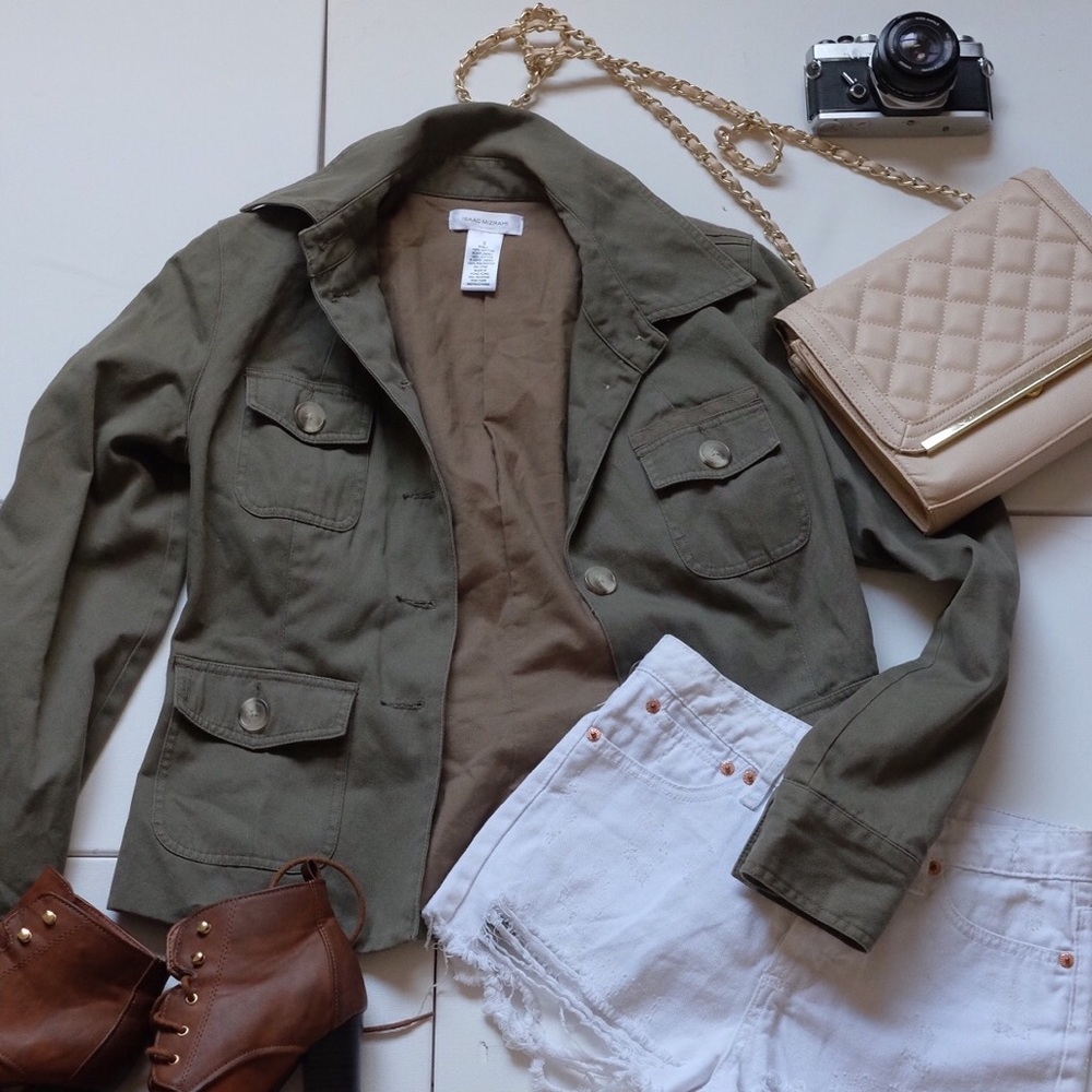 Olive green army military style jacket