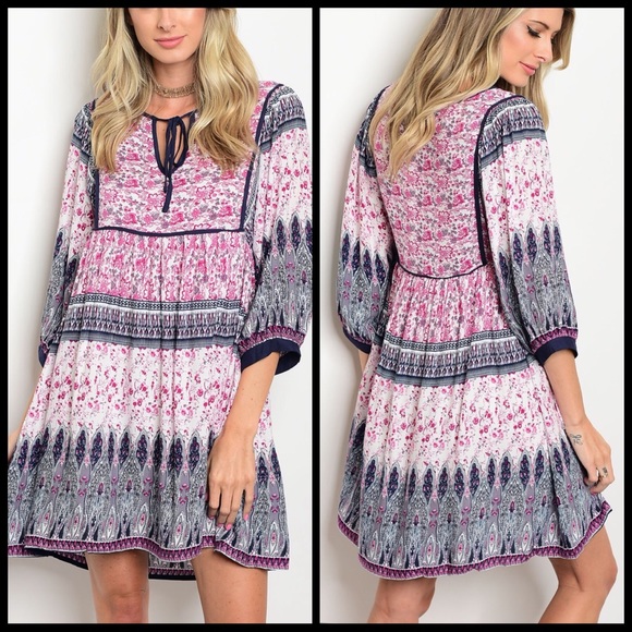 💕💕BOHO MULTI PRINT SHIFT DRESS💕💕 - Picture 2 of 2