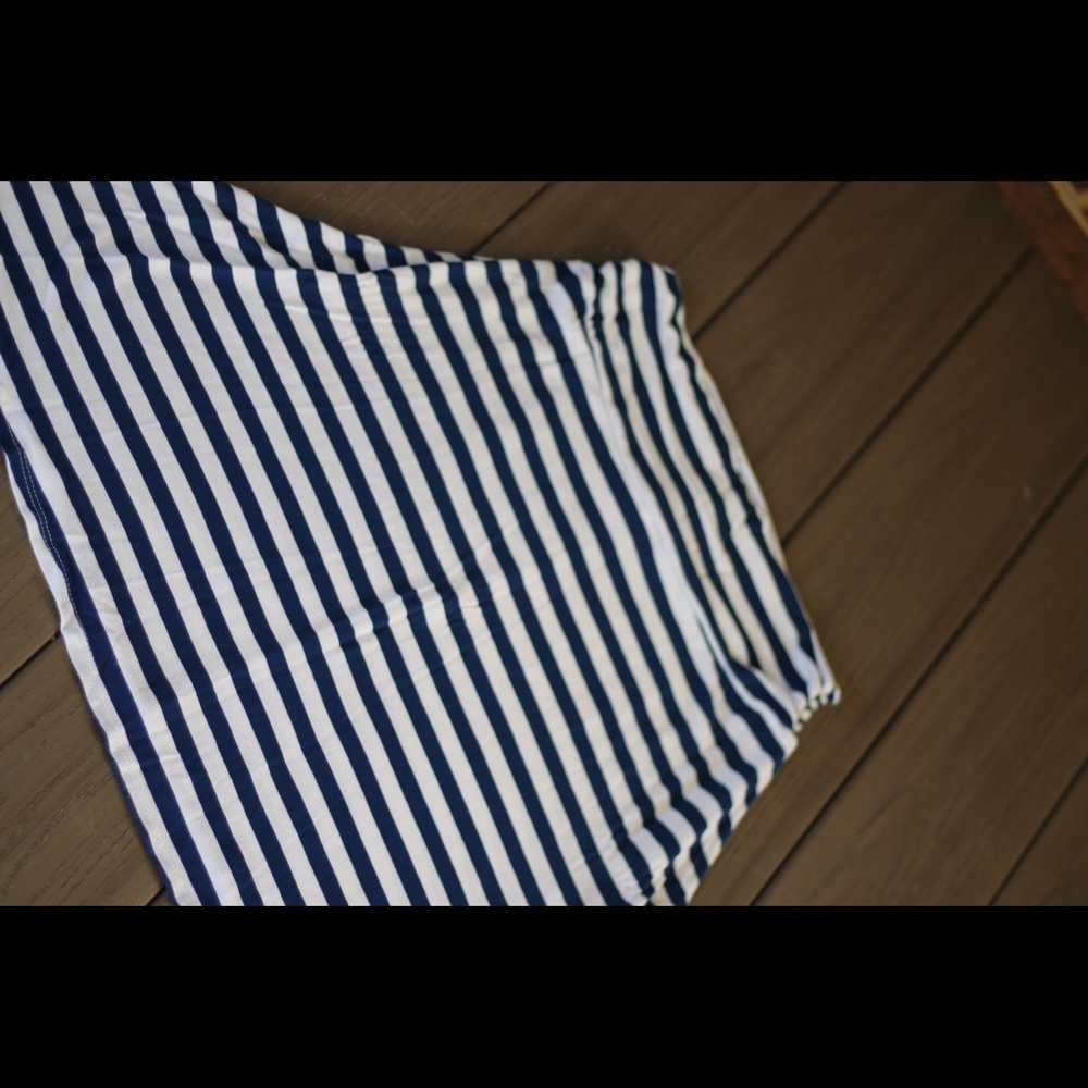 Navy and white striped fold over skirt