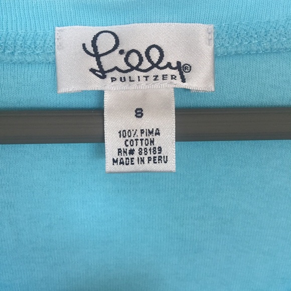 βSOLDβ LILLY PULITZER Blue V Neck Logo Palm Tee - Picture 7 of 8