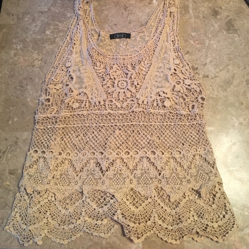 Tan crochet top