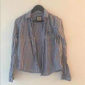 Blue and White Striped Button up