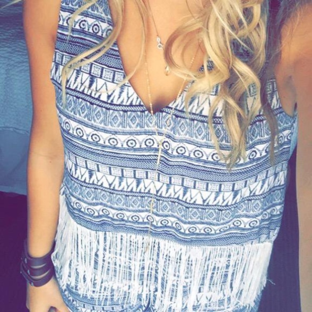 Nashville Boutique Fringe Romper (worn once) M.