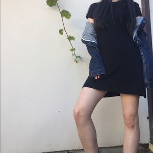 black ribbed t-shirt dress