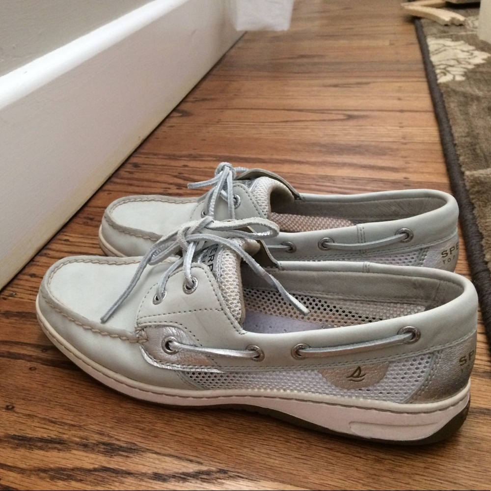 Sperry Top sider light blue with silver shoes