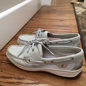 Sperry Top sider light blue with silver shoes