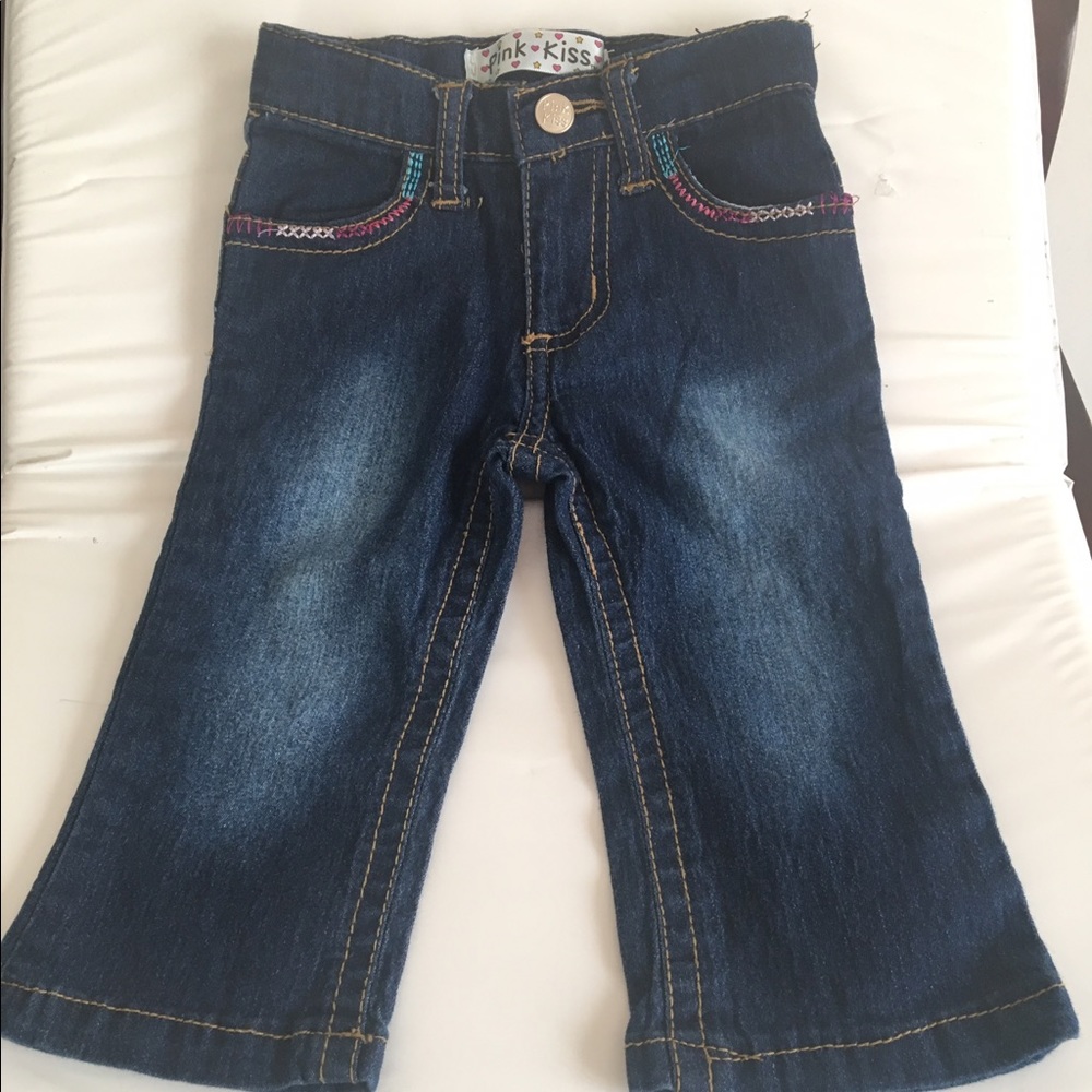 Pink Kiss Toddler Girls Denim Blue Jeans 12months