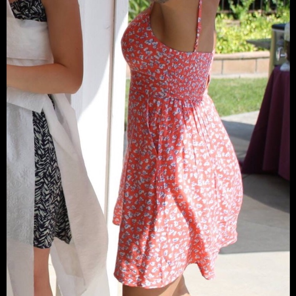 Coral floral summer dress