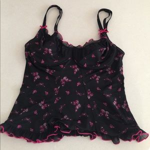 Victoria secret black w/cute pink flowers bustiea