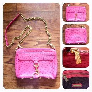 REBECCA MINKOFF CROSSBODY PINK OSTRICH BAG