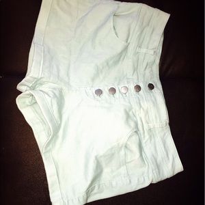 Mint Green High-Waisted Shorts