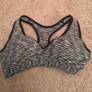 Black and gray marbled VS sports bra