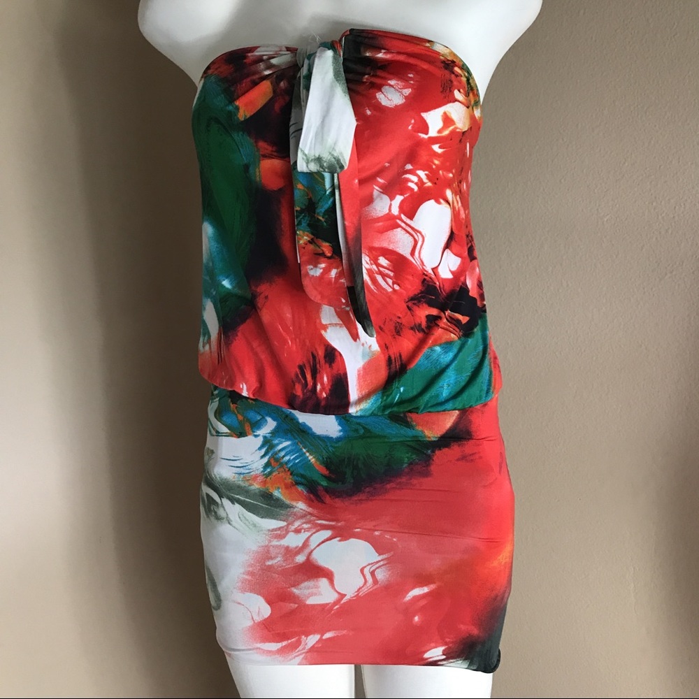 Abstract Tube Top Mini Dress