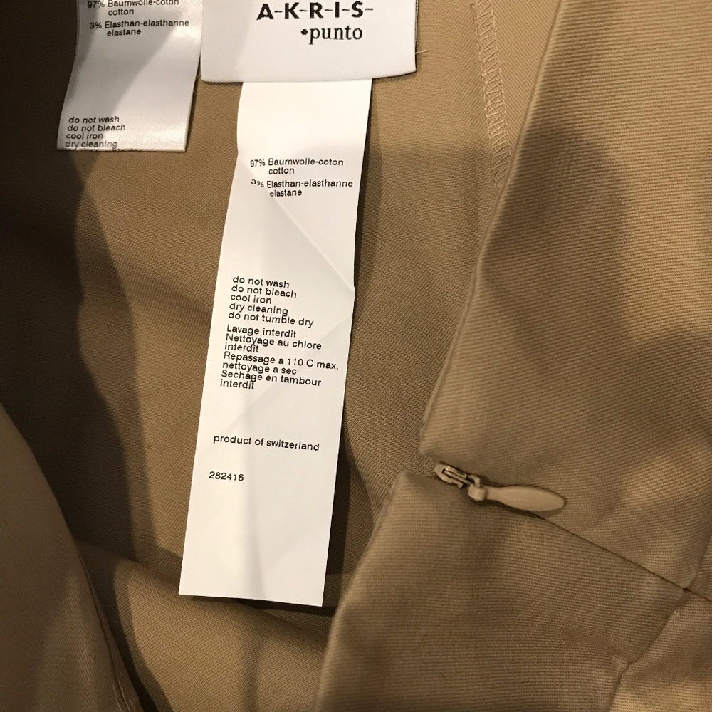 AKRIS Punto Cropped Pants Khaki Side Zipper Size 4 - Picture 7 of 8