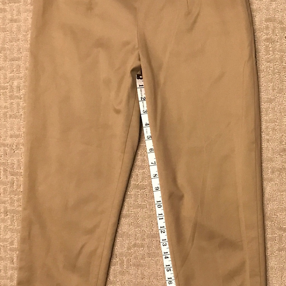 AKRIS Punto Cropped Pants Khaki Side Zipper Size 4 - Picture 3 of 8