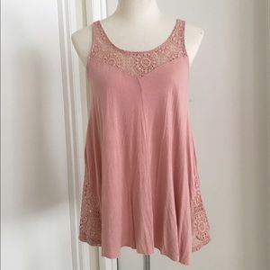 AEO Blush Pink Crochet Tank Soft and Sexy Size M