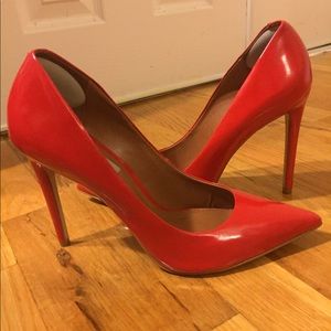Red Leather Steve Madden Pumps