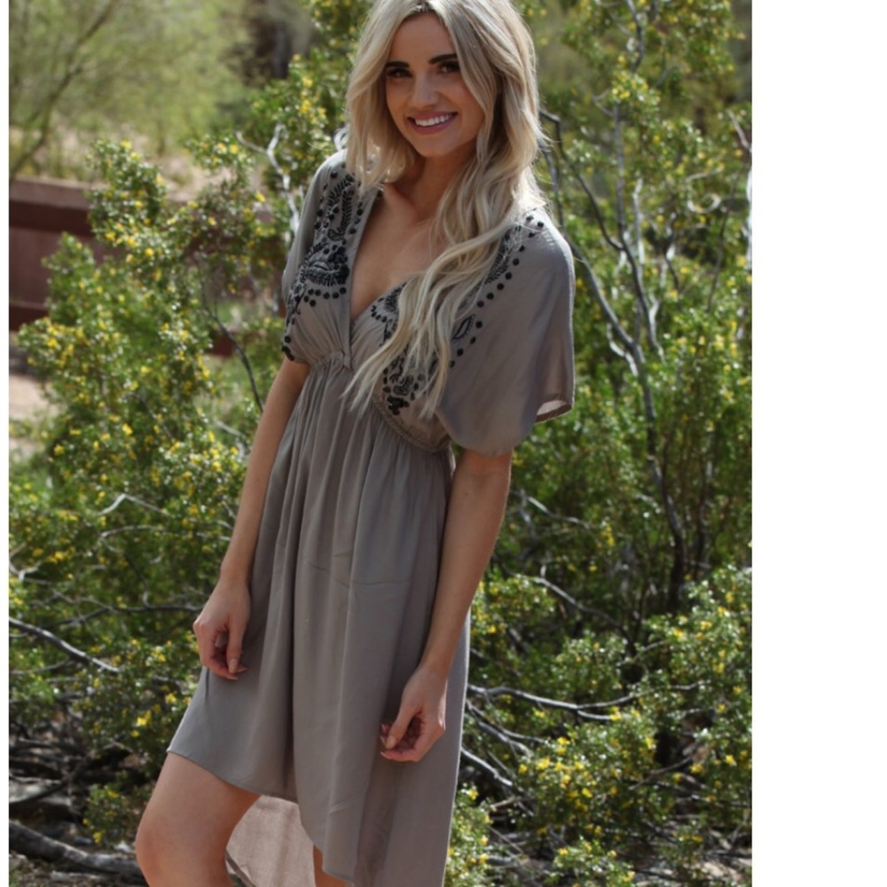 Boho Kimono Sleeve Hi Lo Dress - Picture 4 of 8