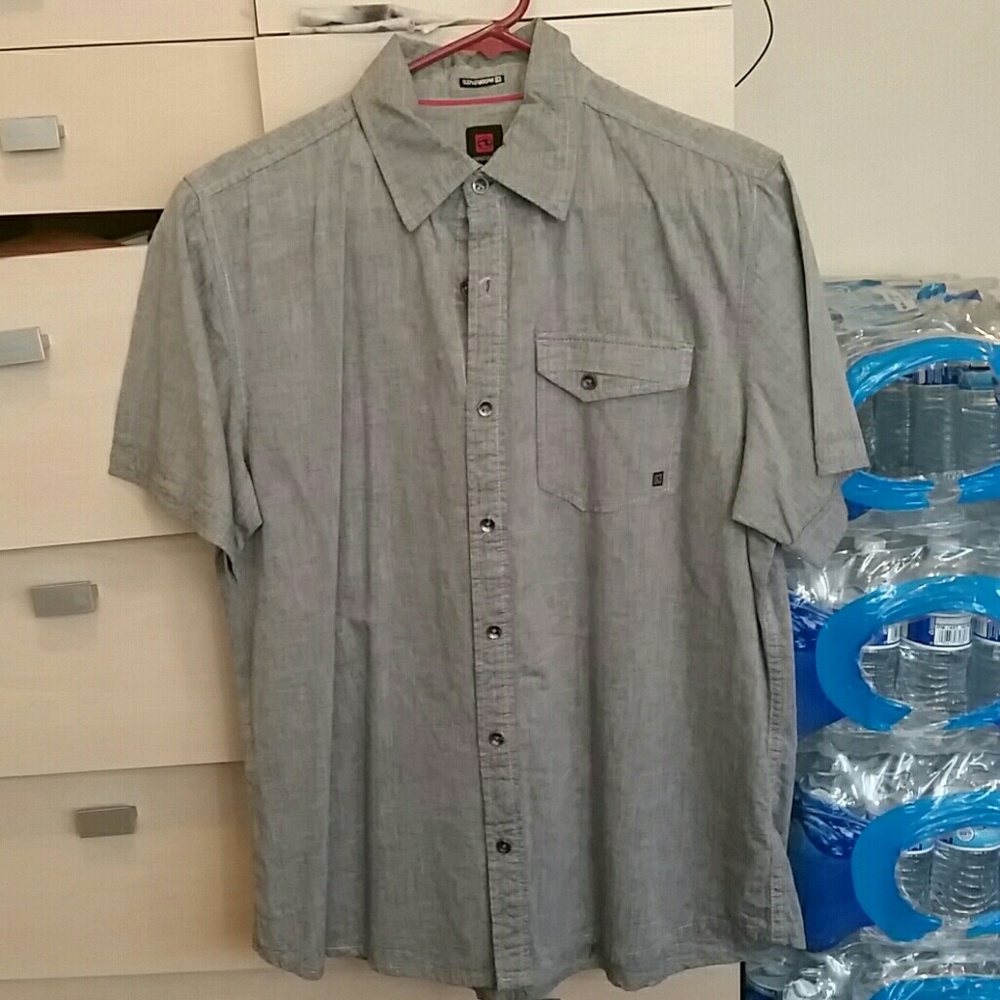 Grey Short Sleeve Button Up
