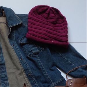 Slouchy maroon burgundy red crochet/knit beanie