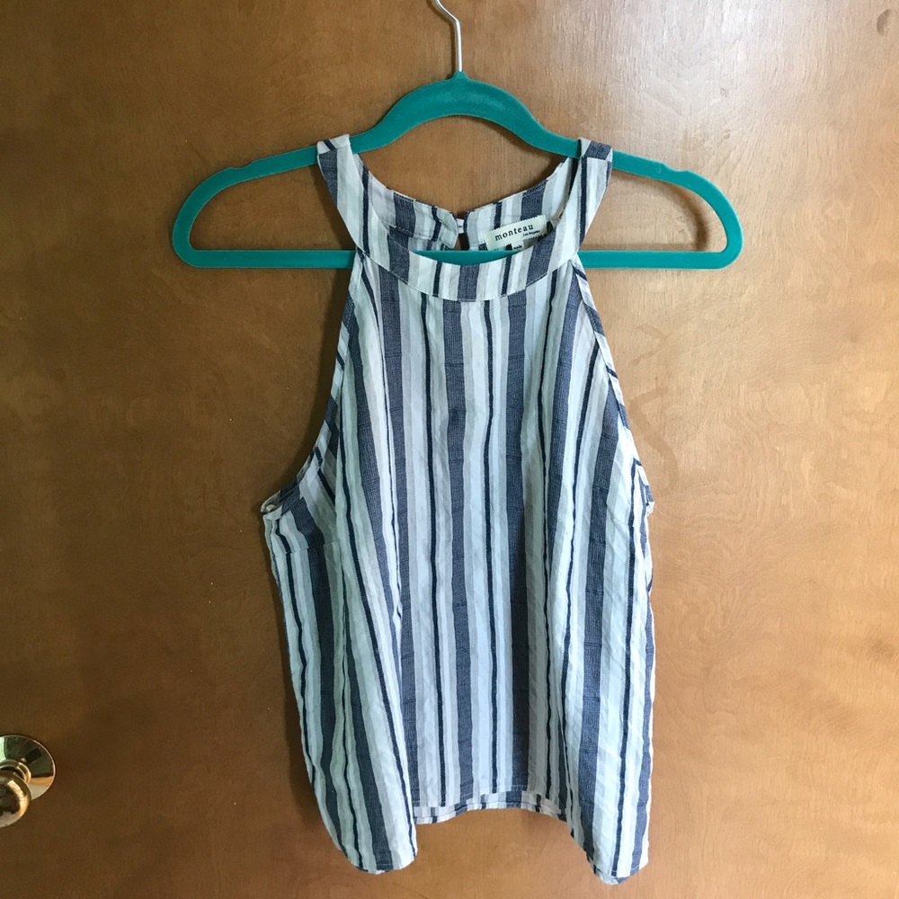 {Monteau} Stripe halter tank top, XL