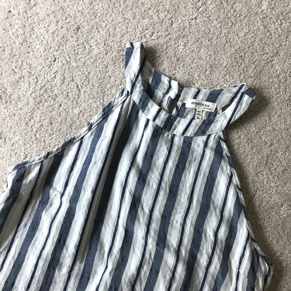 {Monteau} Stripe halter tank top, XL - Picture 4 of 5