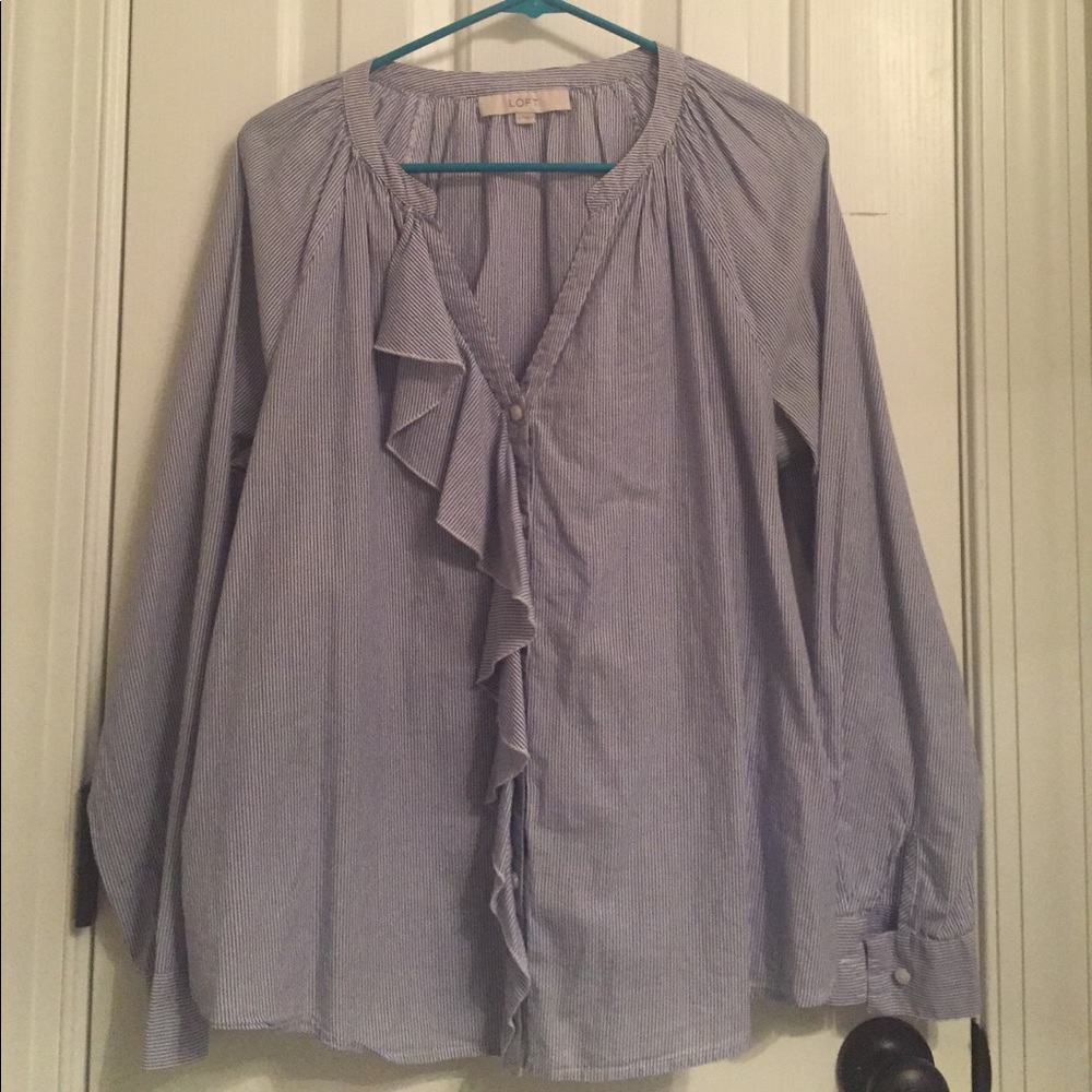 LOFT lightweight blue stripe button down