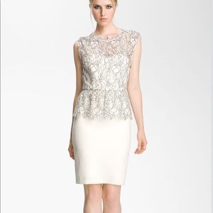 Alice and Olivia Lace Overlay Peplum Dress