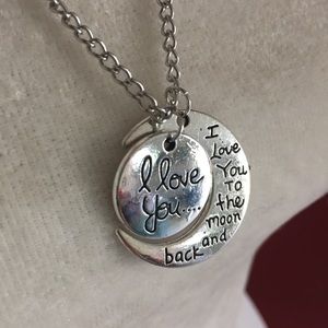 I love you to moon and back pendant necklace
