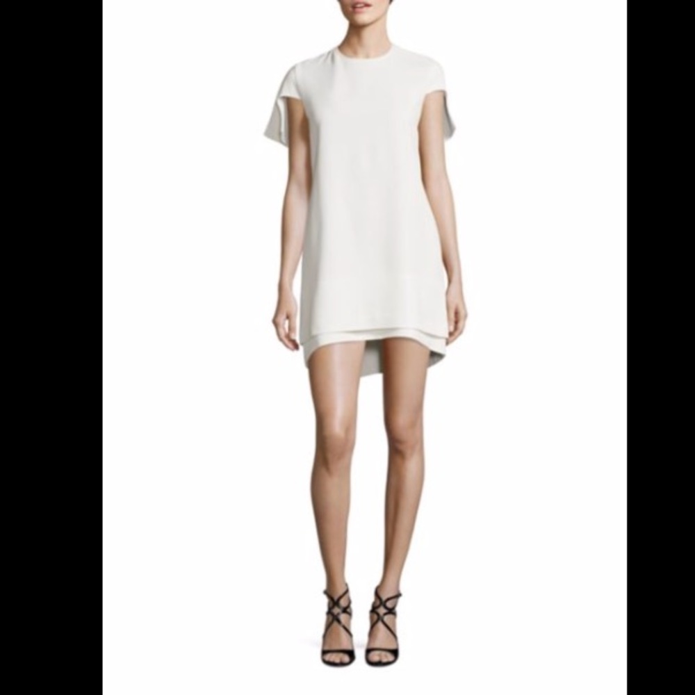 Brandon Maxwell White Cap Sleeve Mini Dress