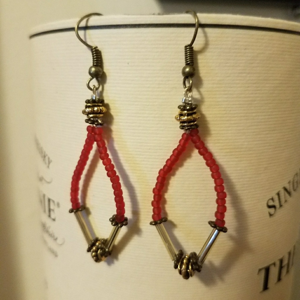 Handcrafted Seed Bead Earrings & Necklace Set