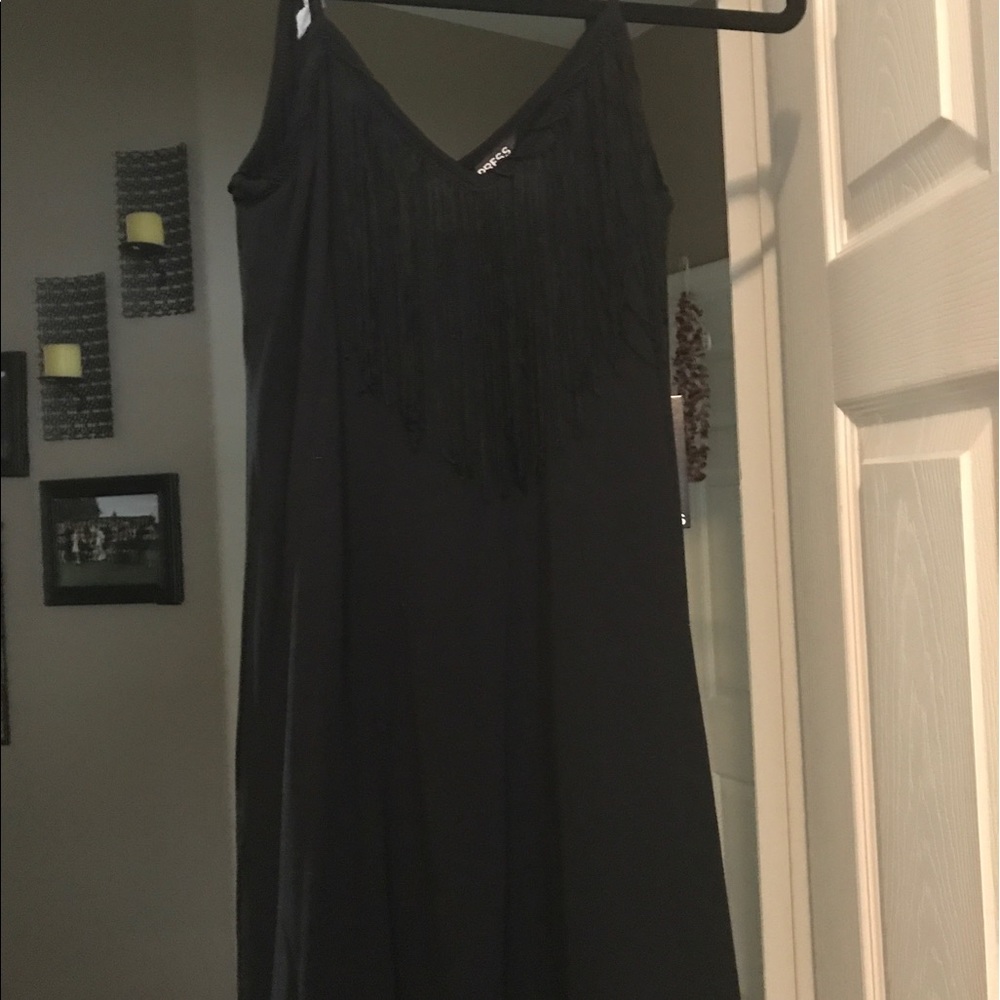 Black, tassels on the neck line dress