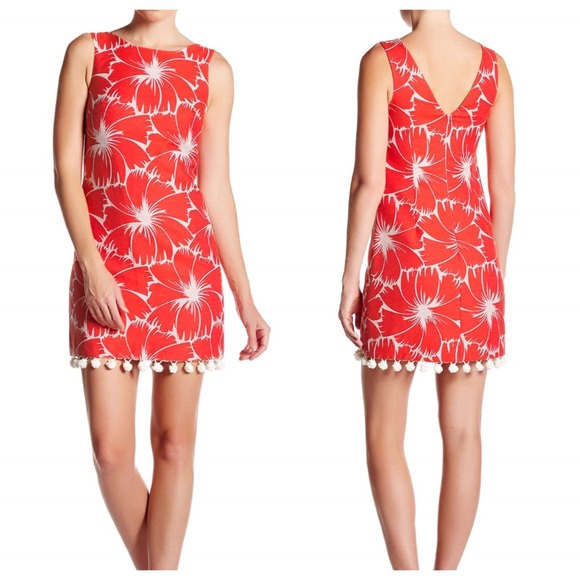 Trina Turk Dresses & Skirts - Trina Turk Floral Sleeveless Dress With Pompom Hem