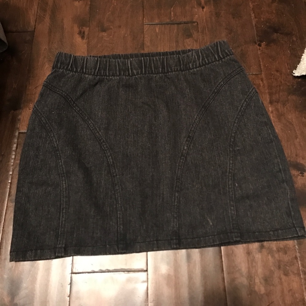 Black jean mini skirt