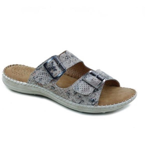 NEW boutique brand PYTHON snake print sandals sz 8 - Picture 1 of 1