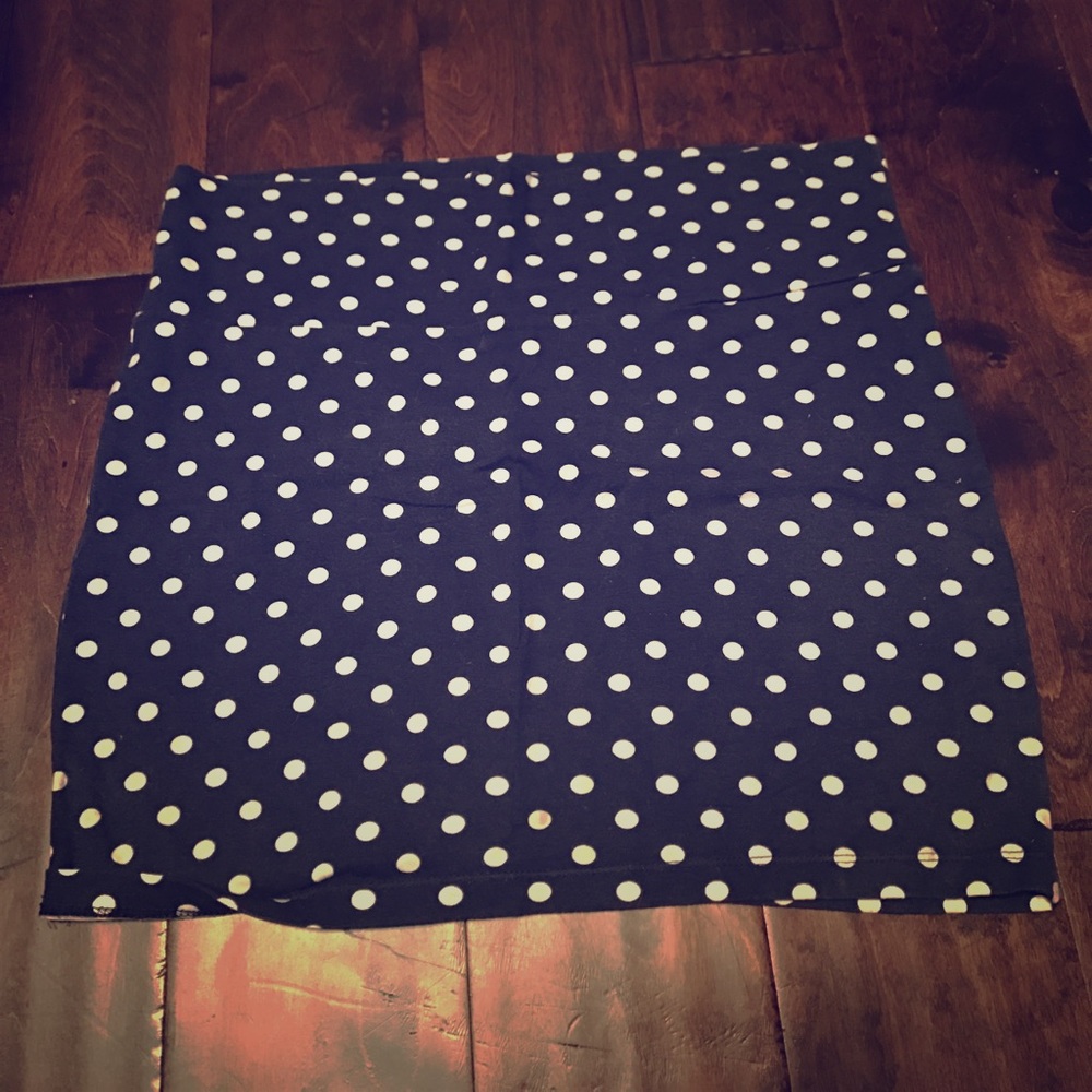 Navy polka dot mini skirt