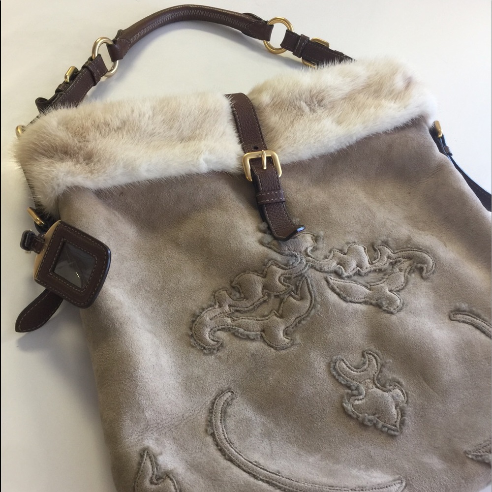 Prada suede and mink bag