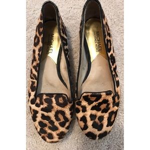 Michael Kors Leopard Calf Hair Loafers.