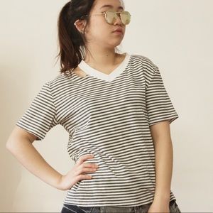 Unique Charcoal Grey and White Striped T-Shirt