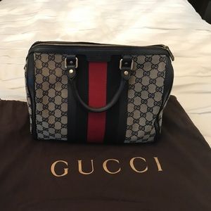 Gucci Monogram Canvas Blue/Red Satchel