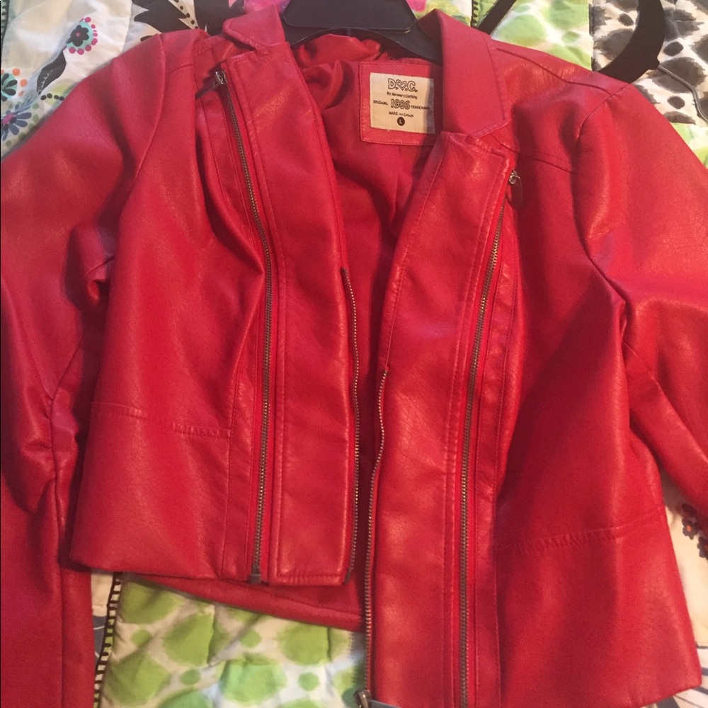 Red leather jacket