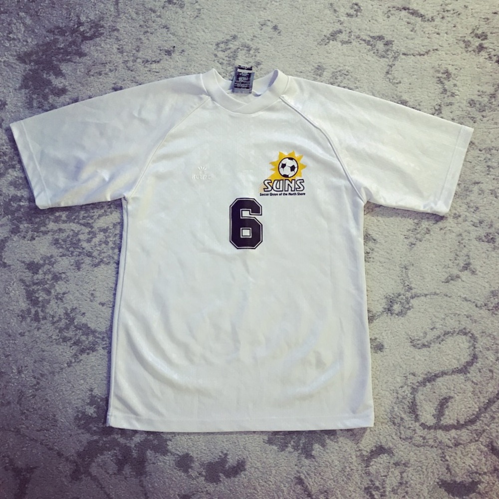 White SUNS athletic soccer jersey