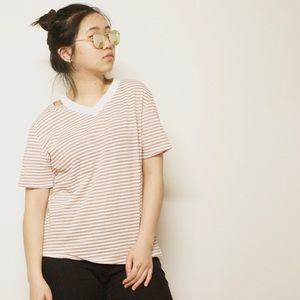 Unique Dusty and White T-Shirt