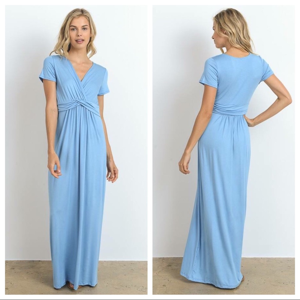 FINAL SALE! Blue Twist Front Maxi - Picture 2 of 5