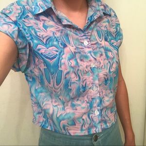 Unif melt short sleeve dupe swirl trippy top