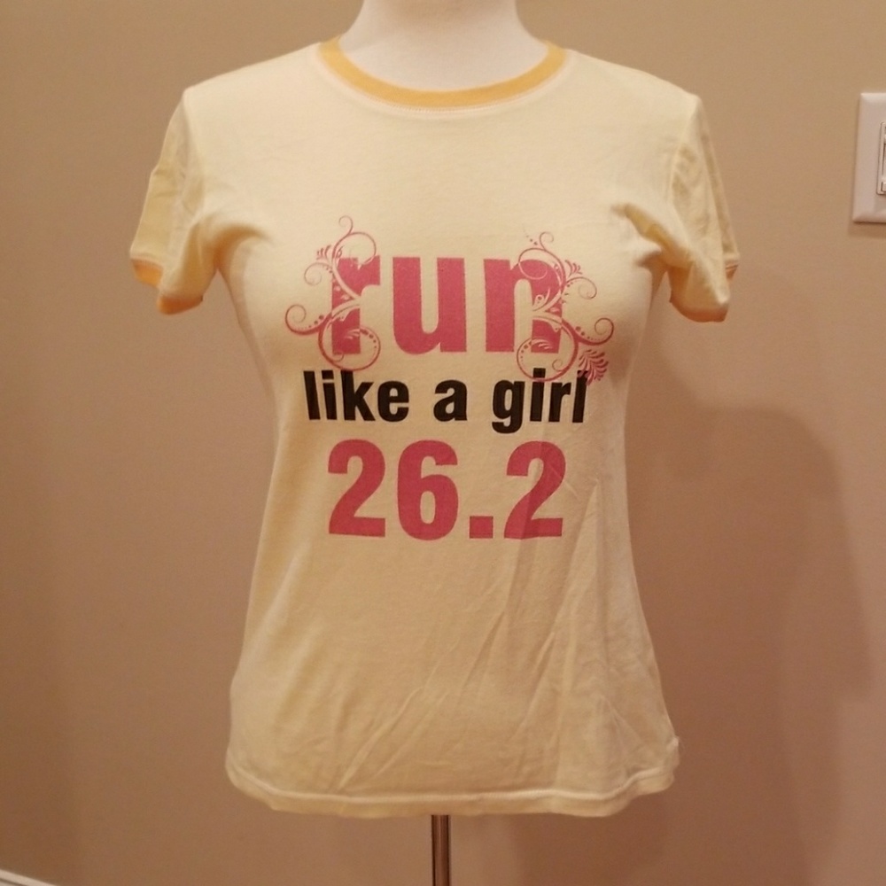 Run like a girl! 26.2 shirt. Cafe Press